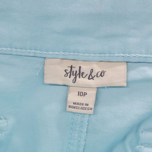 Style & Co Shorts Women's 10P Aqua Blue Rolled Cuff Bermuda - Picture 10 of 14